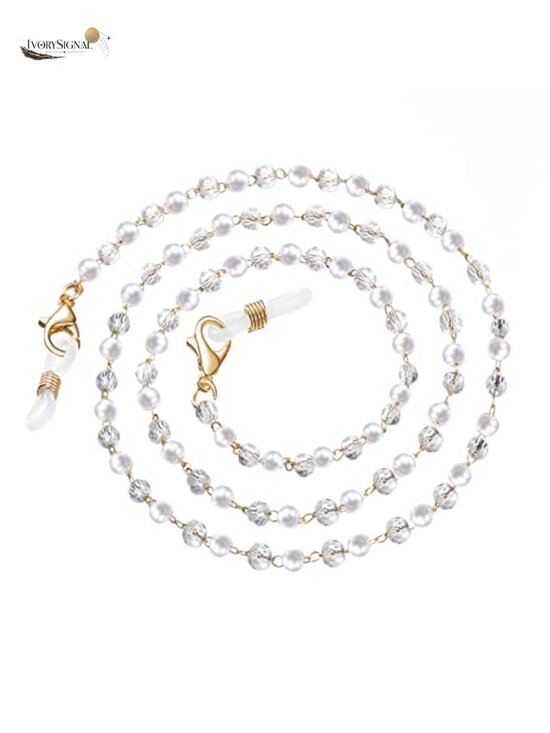 Accessories - Crystal Beaded Eyeglass Chain with Pearl Sunglasses Mask Lanyard